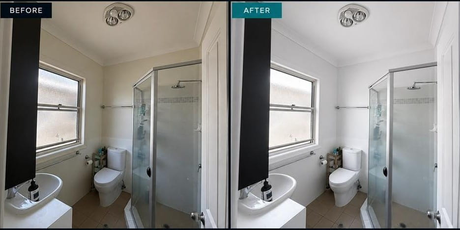 Before and after of Bathroom interior painted by Bentley Signature Painting